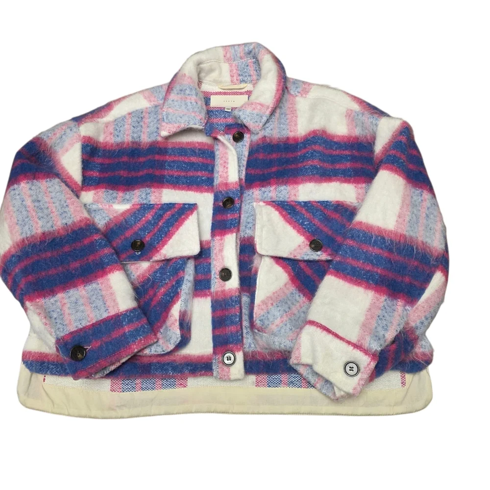 Blanknyc Plaid Boxy Crop Oversized Shacket Size S - Picture 3 of 11